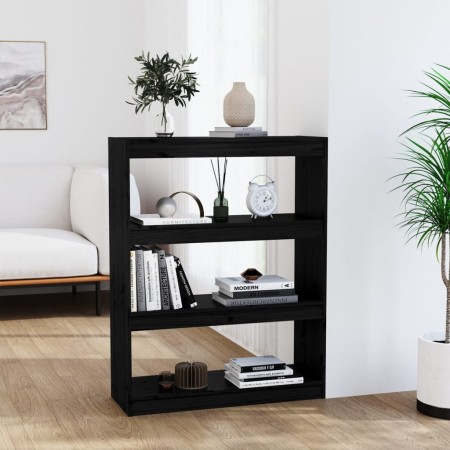 Estantería/divisor de espacios madera pino negro 80x30x103,5 cm en Librerías y estanterías | Comprar online en Foru.es