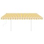Toldo manual retráctil con postes amarillo y blanco 4,5x3,5 m en Toldos | Comprar online en Foru.es