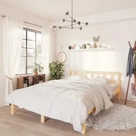 Estructura de cama madera maciza de pino 140x190 cm de vidaXL, Camas y somieres - Ref: Foro24-810062, Precio: 92,77 €, Descue...