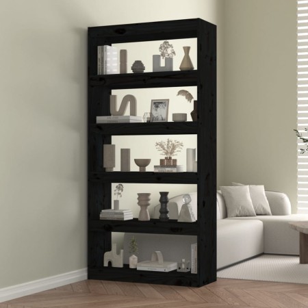 Estantería/divisor de espacios madera pino negro 80x30x167,4 cm en Librerías y estanterías | Comprar online en Foru.es