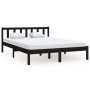 Estructura de cama de madera maciza de pino negra 140x190 cm de vidaXL, Camas y somieres - Ref: Foro24-810066, Precio: 141,76...