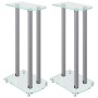 Soportes de altavoces 2 uds vidrio templado plateado 3 pilares de vidaXL, Soportes para altavoces - Ref: Foro24-51802, Precio...