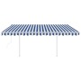 Toldo manual retráctil con postes azul y blanco 4,5x3,5 m en Toldos | Comprar online en Foru.es