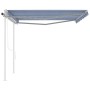 Toldo manual retráctil con postes azul y blanco 4,5x3,5 m en Toldos | Comprar online en Foru.es