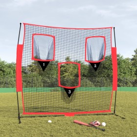 Red de béisbol portátil poliéster negro y rojo 183x105x183 cm de vidaXL, Pelotas de béisbol - Ref: Foro24-93747, Precio: 107,...