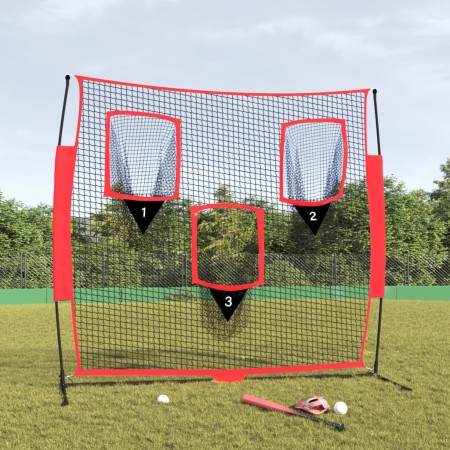 Red de béisbol portátil poliéster negro y rojo 183x105x183 cm de vidaXL, Pelotas de béisbol - Ref: Foro24-93747, Precio: 107,...