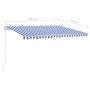 Toldo manual retráctil con postes azul y blanco 4,5x3,5 m en Toldos | Comprar online en Foru.es