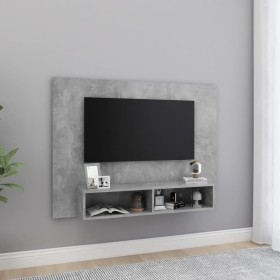 Mueble de TV de pared contrachapado gris hormigón 120x23,5x90cm en Muebles TV | Comprar online en Foru.es