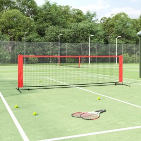 Red de tenis poliéster negro y rojo 300x100x87 cm de vidaXL, Redes de tenis - Ref: Foro24-93756, Precio: 76,82 €, Descuento: %
