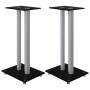 Soportes altavoces 2 ud vidrio templado negro y plata 3 pilares de vidaXL, Soportes para altavoces - Ref: Foro24-51807, Preci...