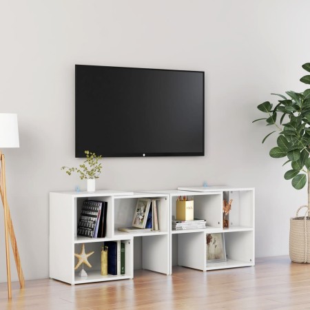 Mueble de TV madera contrachapada blanco brillante 104x30x52 cm en Muebles TV | Comprar online en Foru.es