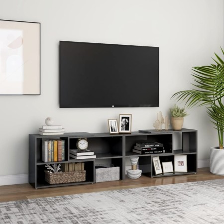 Mueble de TV madera contrachapada gris brillante 149x30x52 cm en Muebles TV | Comprar online en Foru.es