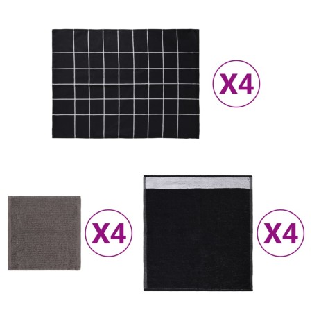 Juego de paños 12 unidades algodón negro y gris de vidaXL, Toallas - Ref: Foro24-136294, Precio: 25,42 €, Descuento: %