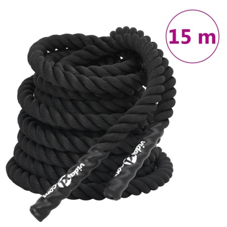 Cuerda de batalla poliéster negro 15 m 11 kg de vidaXL, Accesorios de máquinas de cardio - Ref: Foro24-94268, Precio: 71,73 €...