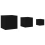 Mesitas auxiliares 3 uds madera contrachapada negro en Mesas auxiliares | Comprar online en Foru.es