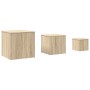 Mesas auxiliares 3 pzas madera contrachapada color roble Sonoma en Mesas auxiliares | Comprar online en Foru.es