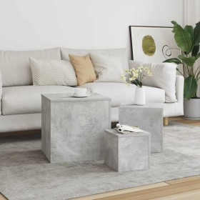 Mesas auxiliares 3 piezas aglomerado gris hormigón en Mesas auxiliares | Comprar online en Foru.es