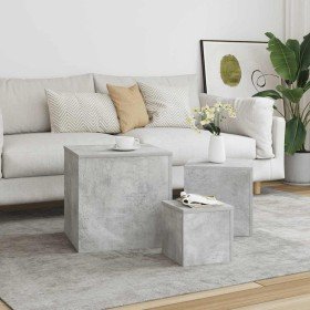 Mesas auxiliares 3 piezas aglomerado gris hormigón en Mesas auxiliares | Comprar online en Foru.es