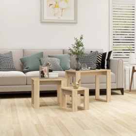 Mesas apilables 3 pzas madera contrachapada color roble Sonoma en Mesas auxiliares | Comprar online en Foru.es