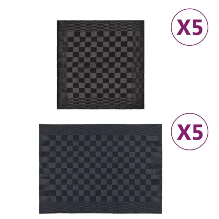 Juego de paños 10 unidades algodón negro y gris de vidaXL, Toallas - Ref: Foro24-136285, Precio: 21,34 €, Descuento: %