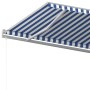 Toldo manual retráctil con postes azul y blanco 6x3,5 m en Toldos | Comprar online en Foru.es