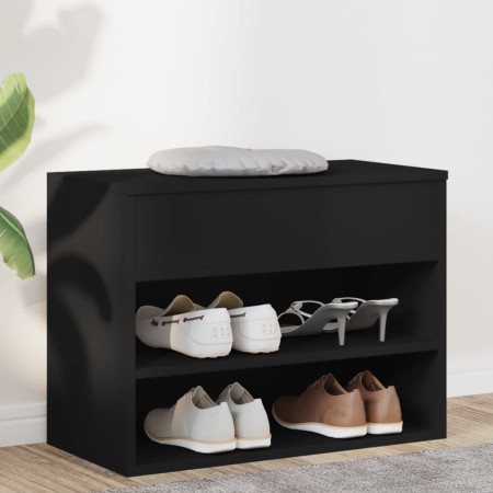 Banco zapatero de madera de ingeniería negro 60x30x45 cm en Zapateros y organizadores de calzado | Comprar online en Foru.es