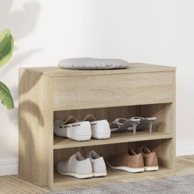 Banco zapatero madera contrachapada roble Sonoma 60x30x45 cm en Zapateros y organizadores de calzado | Comprar online en Foru.es