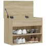 Banco zapatero madera contrachapada roble Sonoma 60x30x45 cm en Zapateros y organizadores de calzado | Comprar online en Foru.es