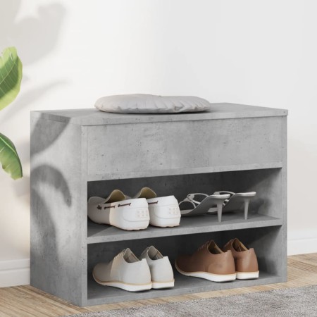 Banco zapatero madera contrachapada gris hormigón 60x30x45 cm en Zapateros y organizadores de calzado | Comprar online en Foru.e