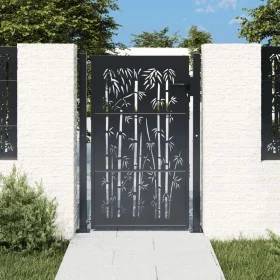 Anthracite gray steel garden gate with bamboo design 105x155 cm by vidaXL, garden gates - Ref: Foro24-153181, Price: 246,46 €...
