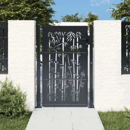 Anthrazitgraues Gartentor aus Stahl mit Bambusdesign 105x155 cm von vidaXL, Gartentore - Ref: Foro24-153181, Preis: 246,46 €,...