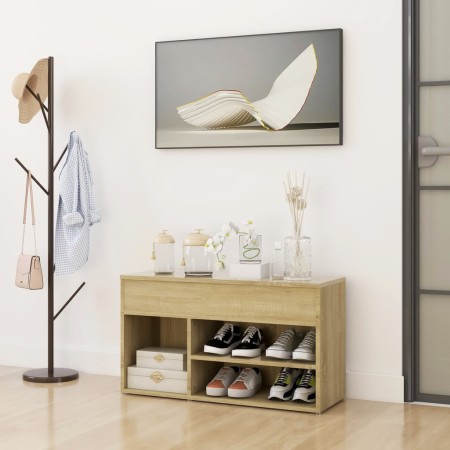 Banco zapatero madera contrachapada roble Sonoma 80x30x45 cm en Zapateros y organizadores de calzado | Comprar online en Foru.es