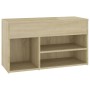 Banco zapatero madera contrachapada roble Sonoma 80x30x45 cm en Zapateros y organizadores de calzado | Comprar online en Foru.es