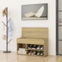 Banco zapatero madera contrachapada roble Sonoma 80x30x45 cm en Zapateros y organizadores de calzado | Comprar online en Foru.es