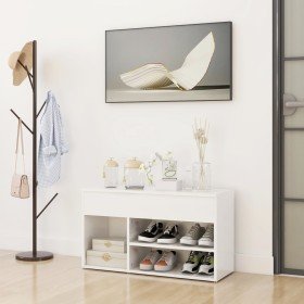 Banco zapatero madera contrachapada blanco brillante 80x30x45cm en Zapateros y organizadores de calzado | Comprar online en Foru
