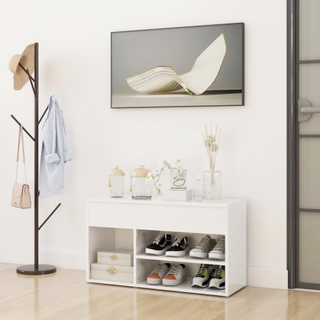 Banco zapatero madera contrachapada blanco brillante 80x30x45cm en Zapateros y organizadores de calzado | Comprar online en Foru