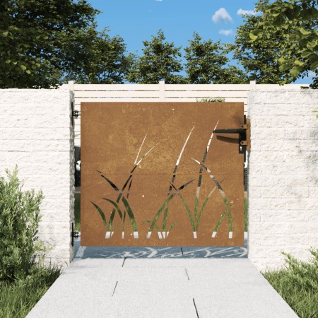 Puerta de jardín acero corten diseño hierba 85x100 cm de vidaXL, Puertas de jardín - Ref: Foro24-153221, Precio: 108,22 €, De...