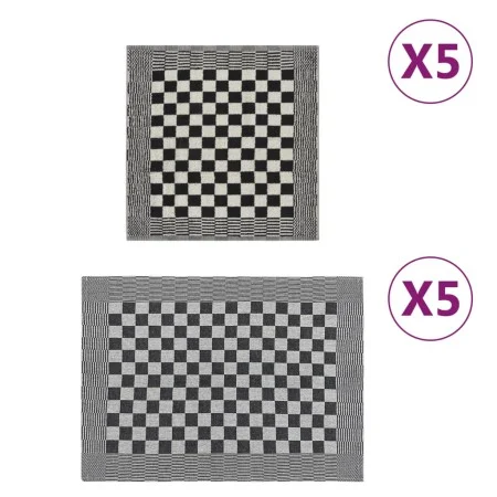 Juego de paños 10 unidades algodón negro y blanco de vidaXL, Toallas - Ref: Foro24-136291, Precio: 22,49 €, Descuento: %