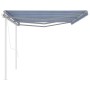 Toldo retráctil automático con postes azul y blanco 6x3,5 m en Toldos | Comprar online en Foru.es