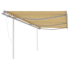 Toldo retráctil automático con postes amarillo y blanco 6x3,5 m en Toldos | Comprar online en Foru.es