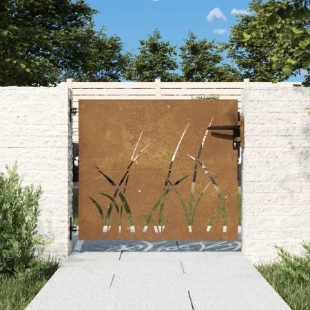 Puerta de jardín acero corten diseño hierba 85x75 cm de vidaXL, Puertas de jardín - Ref: Foro24-153220, Precio: 97,47 €, Desc...