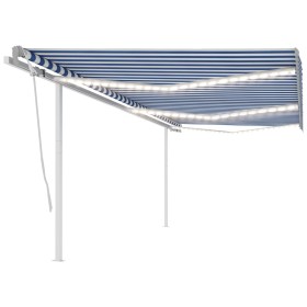 Toldo automático LED sensor de viento azul blanco 6x3,5 m en Toldos | Comprar online en Foru.es