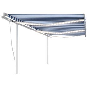 Toldo automático LED sensor de viento azul blanco 6x3,5 m en Toldos | Comprar online en Foru.es