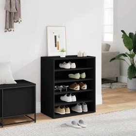 Mueble zapatero de madera contrachapada negro 60x35x70 cm en Zapateros y organizadores de calzado | Comprar online en Foru.es