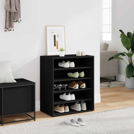 Mueble zapatero de madera contrachapada negro 60x35x70 cm en Zapateros y organizadores de calzado | Comprar online en Foru.es