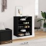Mueble zapatero de madera contrachapada negro 60x35x70 cm en Zapateros y organizadores de calzado | Comprar online en Foru.es