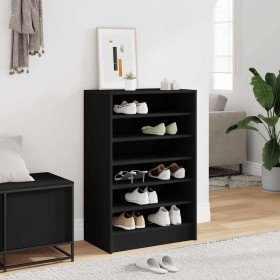 Mueble zapatero de madera contrachapada negro 60x35x92 cm en Zapateros y organizadores de calzado | Comprar online en Foru.es