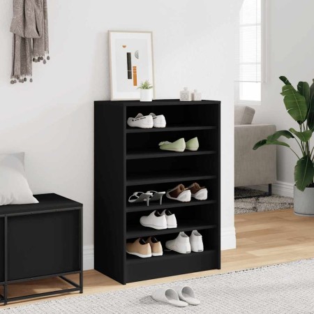 Mueble zapatero de madera contrachapada negro 60x35x92 cm en Zapateros y organizadores de calzado | Comprar online en Foru.es