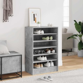 Mueble zapatero madera contrachapada gris hormigón 60x35x92 cm en Zapateros y organizadores de calzado | Comprar online en Foru.