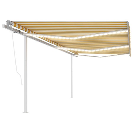 Toldo automático LED sensor de viento amarillo blanco 6x3,5 m en Toldos | Comprar online en Foru.es